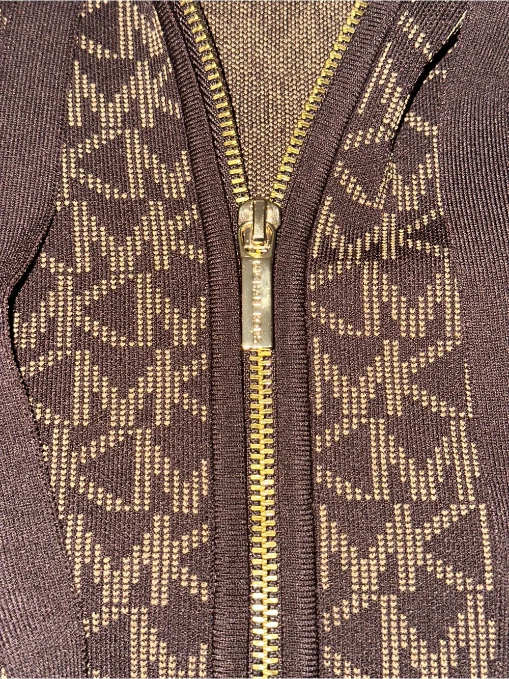 Michael Kors Brown Knit Logo Hoodie with Beige Tag